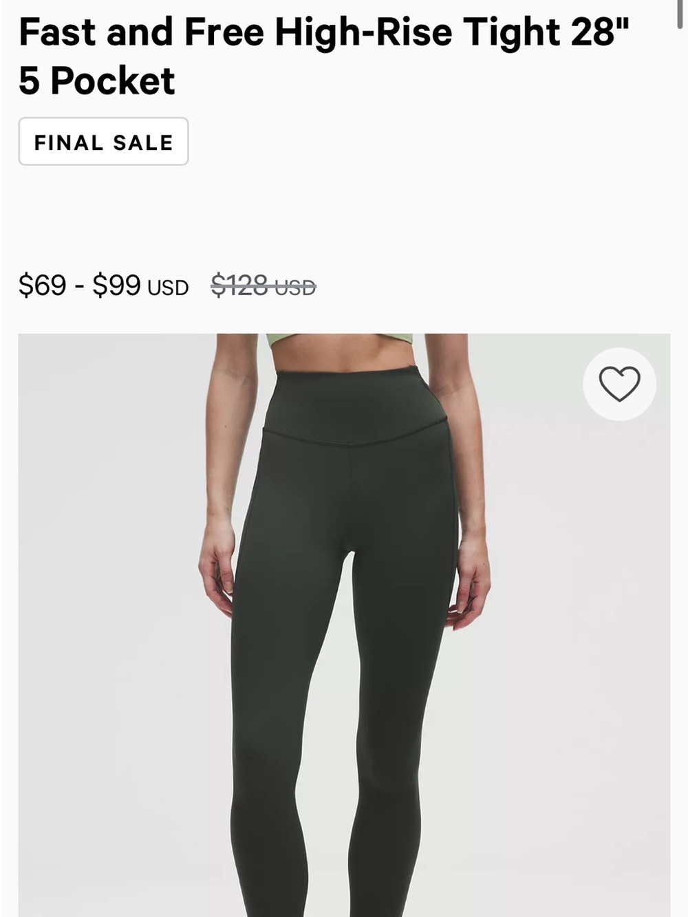 lululemon athletica High-Rise 28" 5-Pocket Tight — Dark Olive Green